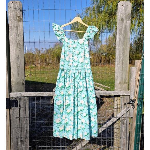 Womens Blueberi Boulevard Floral Ruffled Sundress M - Picture 2 of 8